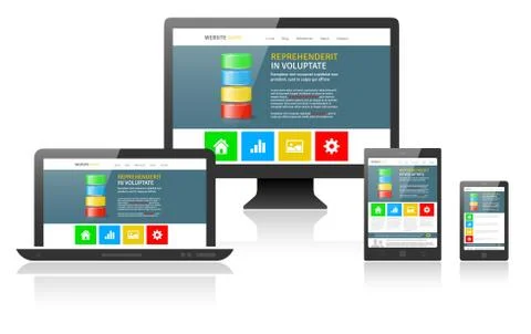 Responsive web design on different devices Stock Illustration