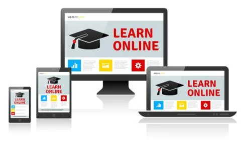 Responsive web design on different devices - LEARN ONLINE Stock Illustration