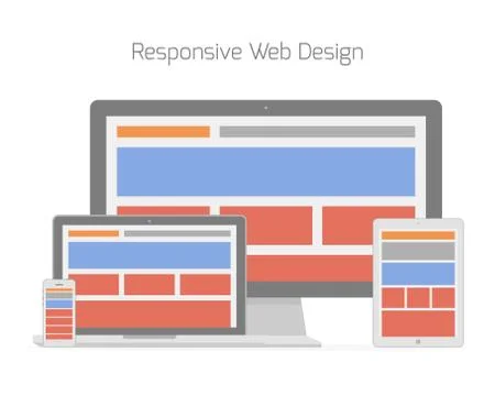 Responsive web design in different electronic devices Stock Illustration