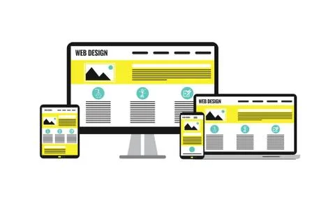 Responsive Web Design Gadgets Flat Concept Illustrazione stock
