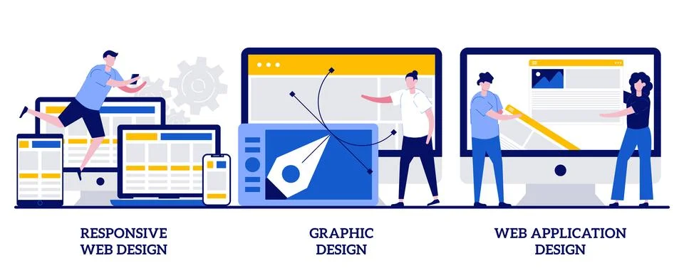 Responsive web design, graphic design, web application design concept with .. Stock Illustration