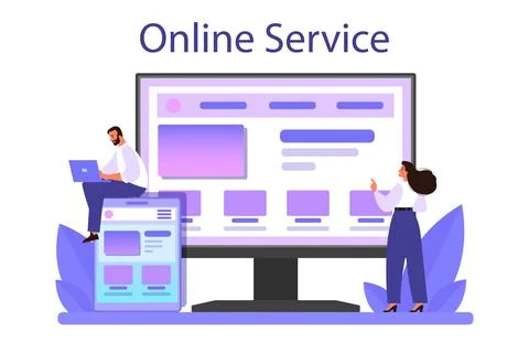 Responsive web design online service or platform. Adaptive content Illustrazione stock