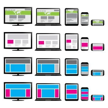 Responsive web design. on phone, laptop, screen and tablet イラスト素材
