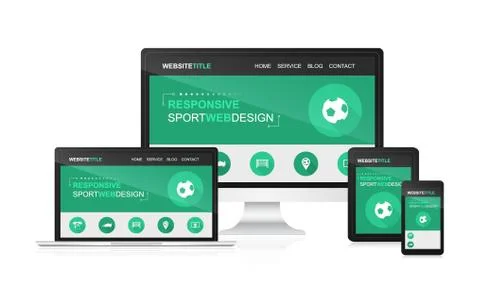 Responsive web design with sport theme. Stock Illustration