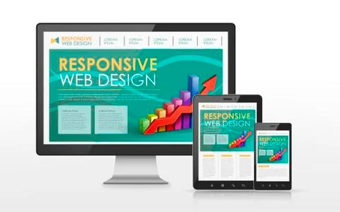 Responsive web design in tv, tablet and smart phone Stock Illustration