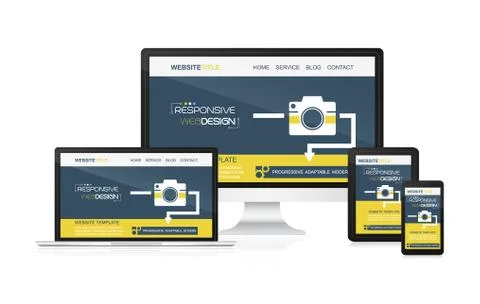 Responsive web design vector - computer, laptop, tablet and smartphone. Illustrazione stock