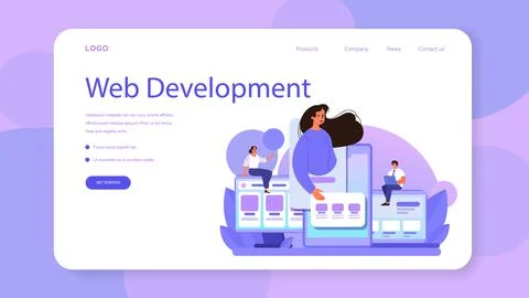 Responsive web design web banner or landing page. Adaptive content Illustrazione stock