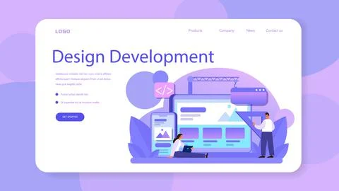 Responsive web design web banner or landing page. Adaptive content Stockillustratie