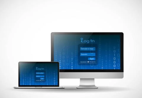 Responsive web login template Stock Illustration