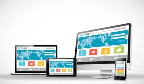 Responsive web template Stock Illustration