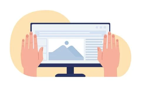 Responsive website design for computer device flat concept vector illustration 스톡 일러스트