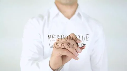 Responsive Website, Man Writing on Glass Stock Photos
