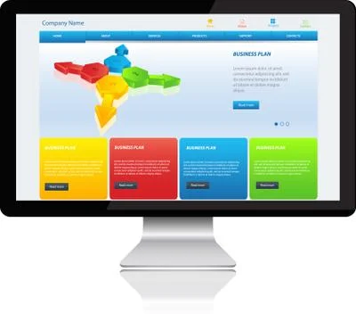 Responsive website template onmodern computer Stock Illustration