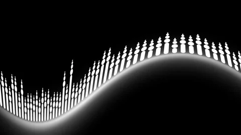 Responsive White Frequency Visualizer Sound Waveforms Dark Backdrop 4K Stock Footage 341409636