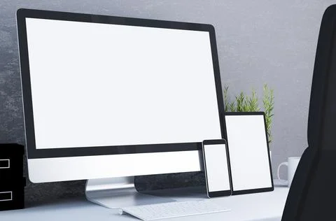 Responsive white screen devices Stock Illustration