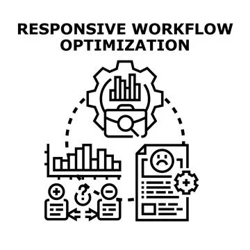Responsive workflow optimization process increasing efficiency and productivi 库存插图