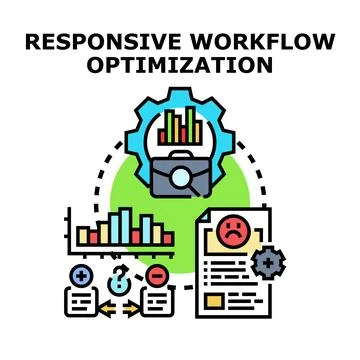 Responsive workflow optimization process increasing efficiency and productivi Иллюстрация