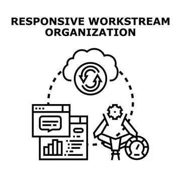 Responsive workstream organization concept for business workflow Ilustração Stock