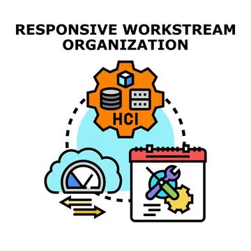 Responsive workstream organization integrating cloud data management and ag.. Illustrazione stock