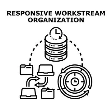 Responsive workstream organization managing data workflow process Stock Illustration