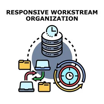 Responsive workstream organization managing data workflow process Иллюстрация