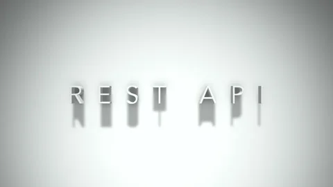 Rest api 3D title animation with shadows on a white background Stock Footage 297216980