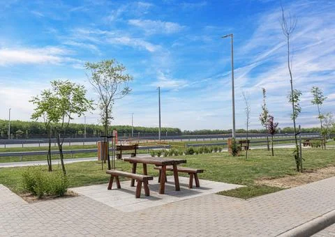 Rest area on a highway. Stock Photos