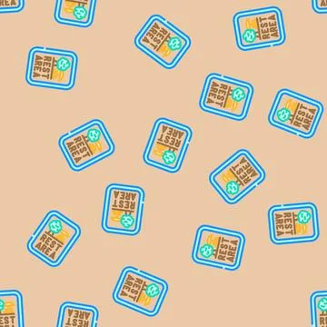 Rest area highway road vector seamless pattern Stock Illustration