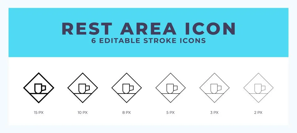 Rest area icon set with different stroke. Design elements for logo. Vector .. 스톡 일러스트