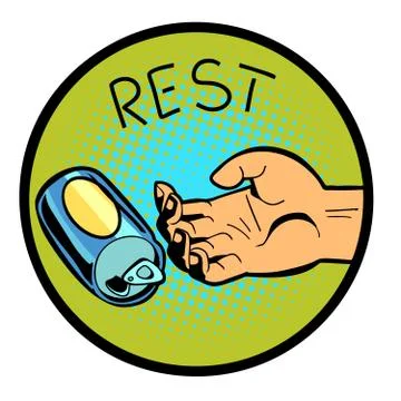 Rest with a can of beer 库存插图