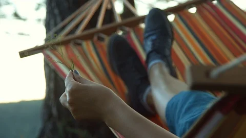 Rest in a hammock, close up Stock Footage 80975890
