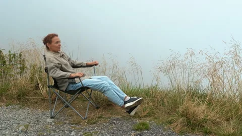Rest in the mountain fog Stock Footage 302849358