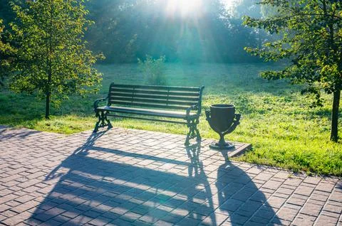 For rest in the park a bench Foto stock