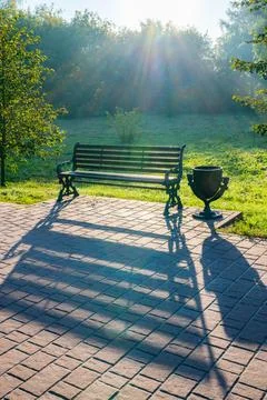 For rest in the park a bench Foto stock