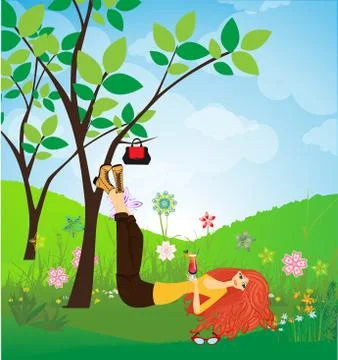 Rest in the park Stock Illustration