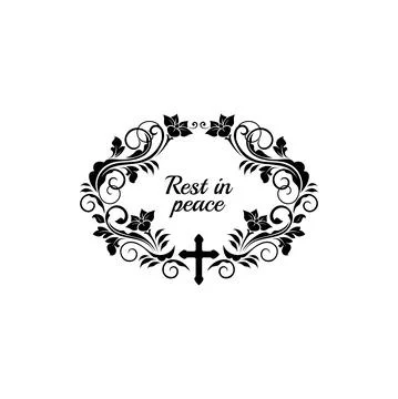 Rest in peace funeral frame rip lettering isolated Stockillustratie