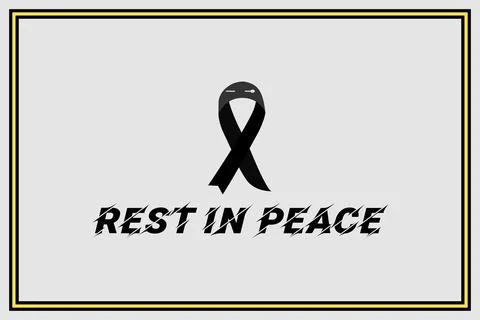 Rest in peace typography vector design with black ribbon. Stock Illustration