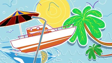 Rest At The Sea Animation Background Stock Footage 150108464