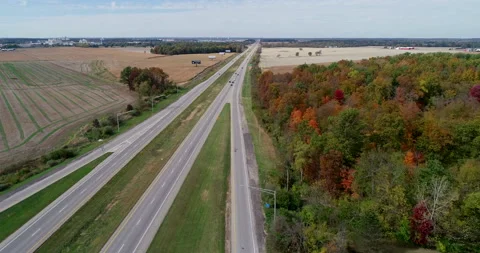 Rest Stop on Highway through Rural Ohio Stock Footage 146875294