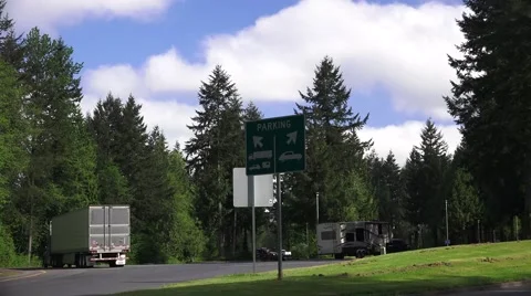 Rest stop in Oregon , rest stop Stock Footage 50056593