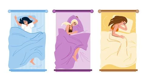 Rest woman sleep poses vector Stock Illustration