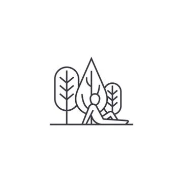 Rest in the woods vector line icon, sign, illustration on background, editable Stock Illustration