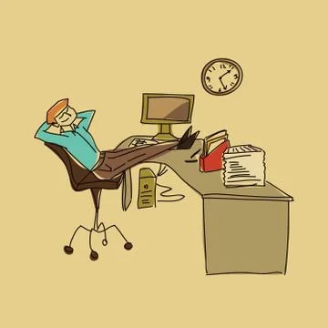 Rest on workplace vector illustration doodle colorful Stock Illustration