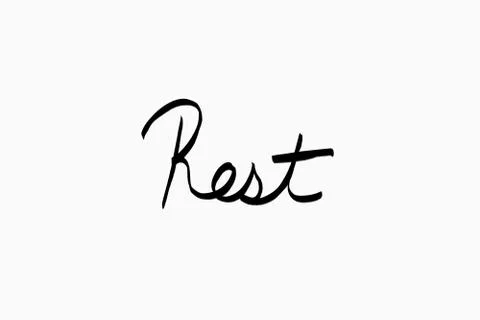 Rest written in black Stock Photos