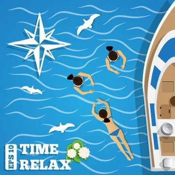 Rest on the yacht. Stock Illustration
