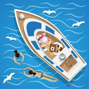 Rest on the yacht. Stock Illustration