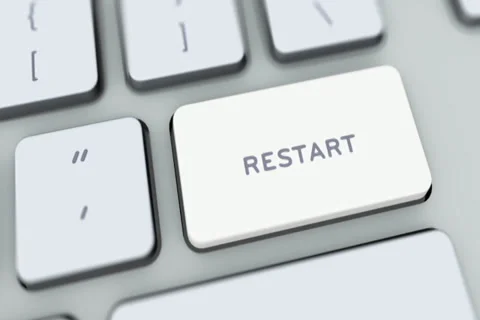 Restart button on computer keyboard. Key is pressed, click for HD Stock Footage 35649087