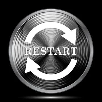 Restart icon. Internet button on black background.. Stock Illustration