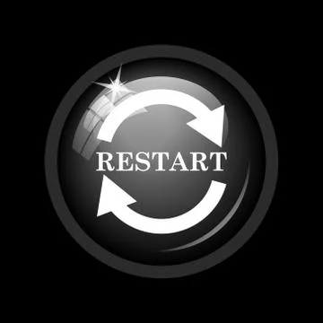 Restart icon. Internet button on black background. . Stock Illustration