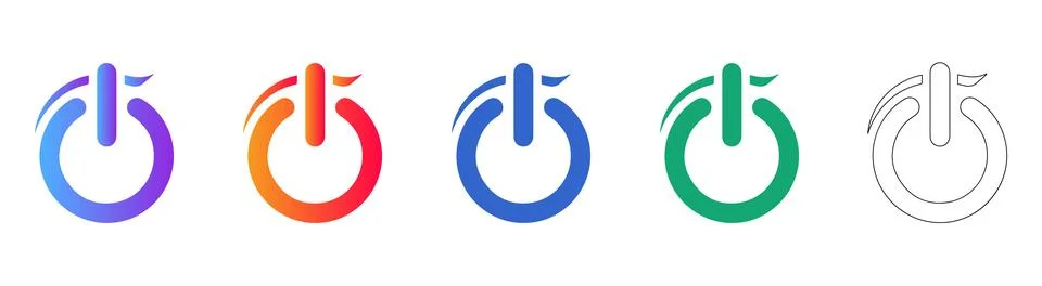 Restart Icon Set with Gradient and Outline Styles 库存插图